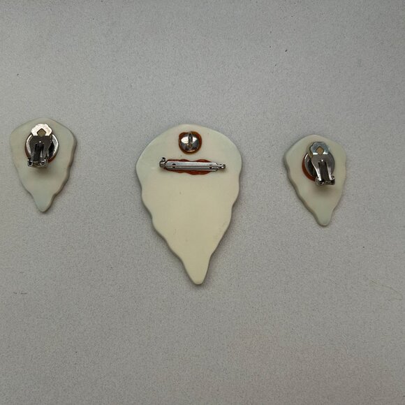 Karla Jordan Pink & Blue Shell Earrings & Pin/Brooch - Picture 2 of 2